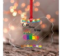 Love Always Wins Décoration ronde en acrylique pour fenêtre de camion LGBT Gay Lesbienne Pride Parade arc-en-ciel Souvenir coloré Mois Parade Boule de Noël Cadeau pour maman, grand-mère, épouse, sœur