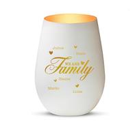 Love and Faith Photophore “We are Family” - Décoration Famille en Verre, Blanc/Doré - Ambiance Maison