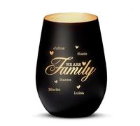 Love and Faith Photophore “We are Family” - Décoration Famille en Verre, Noir/Doré - Ambiance Maison