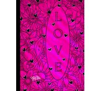 Love And Flowers, Hot Pink And Black, 200 Unlined, Star-Detailed Page, 8x11, Hardcover Journal, Art Pad, Sketchbook, Drawing Book: Made With ... By: Artist Mary Elisabeth Linder @ MaryEMade