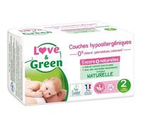 LOVE AND GREEN Couches Taille 2 - Certifiées Ecolabel et hypoallergéniques T2 x 44 (3 à 6 kilos)