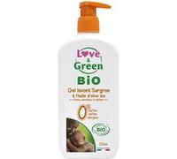 Love&Green Gel Lavant Surgras À L'Huile D'Olive Bio Sans Parfum Sans Sulfate Flacon Pompe 500ml