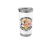 Love Animals Don't Eat Them Vegan Gobelet isotherme en acier inoxydable double paroi