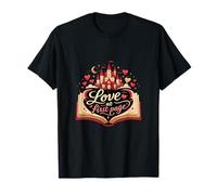 Love at First Page Book Lover Heart Book Castle Art T-Shirt