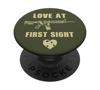 Love at First Sight - Men's Funny Sarcastic Gun Humor PopSockets PopGrip Adhésif