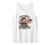 Love at First Strike Personnage de Baseball Amusant Saint-Valentin Débardeur