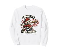 Love at First Strike Personnage de Baseball Amusant Saint-Valentin Sweatshirt