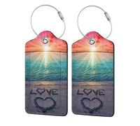 Love Beach Étiquette de bagage durable avec boucle en métal avec étiquettes d'identification en polyuréthane pour nom, adresse et voyage
