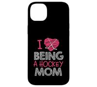 Love Being A Hockey Mom, Jolis bâtonnets en Forme de cœur, Design Sportif Coque pour iPhone 14 Plus