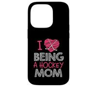 Love Being A Hockey Mom, Jolis bâtonnets en Forme de cœur, Design Sportif Coque pour iPhone 14 Pro