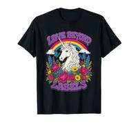 Love Beyond Labels Licorne Fleurs Arc-en-Ciel T-Shirt