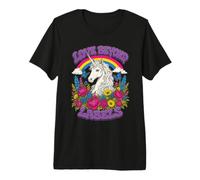 Love Beyond Labels Licorne Fleurs Arc-en-Ciel T-Shirt Haut de Gamme