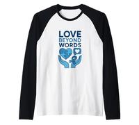 Love Beyond Words Autism Awareness Cœur Bleu Manche Raglan