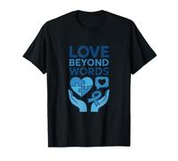 Love Beyond Words Autism Awareness Cœur Bleu T-Shirt