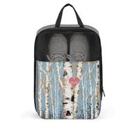 Love Birch Tree Sac à chaussures de voyage résistant à l'eau avec fermeture éclair, gris, taille unique, moderne, gris, Taille unique, Moderne