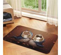 Love Birdie Tapis de nourriture super absorbant pour chien Motif rayures pour nourriture et eau Tapis antidérapant et imperméable pour le sol Distributeur d'eau à séchage rapide pour chiens, chiots et