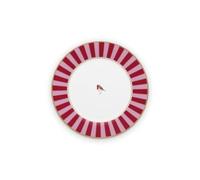 Love Birds - Assiette bande rouge/rose