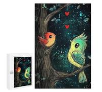 Love Birds in Night Sky - Puzzle Décoratif en Bois, 1000 PCS, Activité Décorative - pour Les Amis Et La Famille