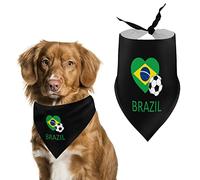 Love Brazil Football Dog Bandanas Triangle Bavoirs pour Chien Mignon Foulard pour Animal de Compagnie Foulard pour Petit, Moyen et Grand Animal de Compagnie