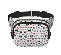 Love Cat Paw Heart Puppy Foot Print Square Waist Purse Double Layer Fanny BagTrendy Travel Waist Bag for Men and Women Black, One Size, Noir, One Size