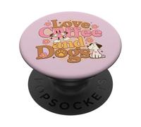 Love-Coffee and Dogs Liebe Eine Tasse de café et Chiens PopSockets PopGrip Adhésif