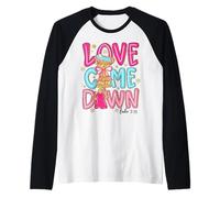Love Come Down Baby Jesus Arbre de Noël Ange Rose Manche Raglan