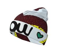 Love Confessions. Ce bonnet tricoté imprimé dispose d'un bonnet décontracté parfait pour le camping et la randonnée, offrant chaleur et confort noir