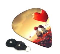 Love Couple Lot de 6 médiators avec porte-médiators en cuir pour guitare électrique, ukulélé 0,46 mm