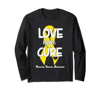 Love Cure Hope Yellow Ribbon Sarcoma Cancer Awareness Manche Longue