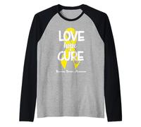 Love Cure Hope Yellow Ribbon Sarcoma Cancer Awareness Manche Raglan