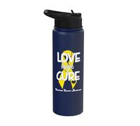 Love Cure Hope Yellow Ribbon Sarcoma Cancer Awareness Stainless Steel Insulated Water Bottle