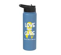 Love Cure Hope Yellow Ribbon Sarcoma Cancer Awareness Stainless Steel Insulated Water Bottle