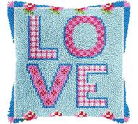 Love DIY Kit de crochet à loquet, taie d'oreiller pour adultes, taie d'oreiller pré-imprimé, fils au crochet, coussin tricoté pour la maison, le canapé 43,2 x 43,2 cm (z115)