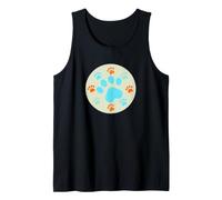 Love Dogs Cute Blue and Orange Beach Combo Paw Print Design Débardeur
