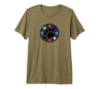 Love Dogs Cute Dark Gray Combo Paw Print Design T-Shirt Haut de Gamme