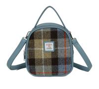 Love EMVY Signature Tweed Collection Mini sac à dos 3 en 1 - Fabriqué en véritable tissu de laine Harris Tweed avec bordure en similicuir - 21 × 18 × 8 cm, Brun/multicolore, 21 x 18 Centimeters