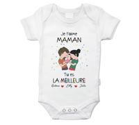 Love Faith - Body bébé personnalisé Meilleure maman/papa - blanc, 0-3 mois - idée cadeau pour la fête des mères, la fête des pères, un anniversaire et plus encore - 100% coton certifié OEKO-TEX