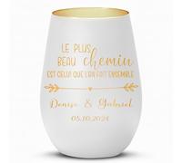 Love Faith - Photophore - Chemin commun - Décoration pour Les Couples, Blanc/Doré - Ambiance Maison