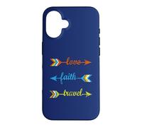 Love Faith Travel - Voyage inspirant des flèches colorées Coque pour iPhone 16