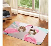 Love Flamingo Pet Set de table en cuir absorbant 30 x 45 cm Beau design pour gamelle pour chat et chien