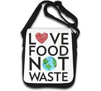 Love Food Not Waste Heart Planet Sac à bandoulière avec logo Blanc