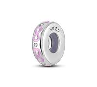 Love For Eternity Pendentif en argent sterling 925 avec ruban rose pour bracelet à breloques Pandora
