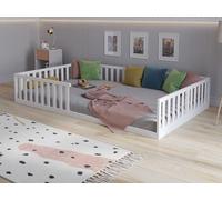 Love For Sleep Lit au Sol Enfant Blanc 140x200 cm, Letto per Bambini, Construction adaptée aux Enfants, lit Montessori avec des Lattes en Bois,Lit Bas pour Enfant