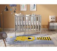 Love For Sleep Lit Bebe Evolutif 100x50cm avec Matelas en Mousse À l'Aloe Vera. Gris Paris lit evolutif Bebe en Bois Lit évolutif Enfant - Baby Bed, lit Bebe Fille, garçon