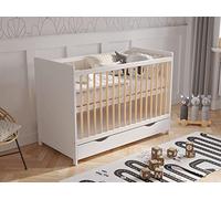 Love For Sleep Lit Bebe évolutif 120x60 cm avec Matelas en Mousse et Housse matelassée, Bois de pin Blanc Tokyo - Lit pour bébé et Enfant, Fille ou garçon