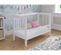 Love For Sleep Lit Bébé Évolutif 120x60 cm en Bois de Pin Blanc avec Barrière de Sécurité - Modèle LUCA - Lit Transformable pour Enfant, Fille ou Garçon
