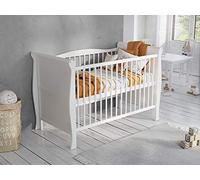 Love for Sleep Lit Bebe Evolutif 120x60cm Transformable avec Barrière de Sécurité Blanc Leo lit evolutif Bebe en Bois Lit évolutif Enfant - Baby Bed, lit Bebe Fille, garçon