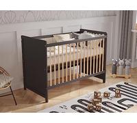Love For Sleep Lit Bebe Evolutif 120x60cm Transformable avec Barrière de Sécurité Pin Anthracite Tokyo lit evolutif Bebe en Bois Lit évolutif Enfant - Baby Bed, lit Bebe Fille, garçon