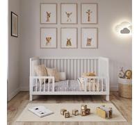 Love For Sleep Lit Bebe Evolutif 140x70cm Transformable avec Barrière de Sécurité Blanc Alex lit evolutif Bebe en Bois Lit évolutif Enfant - Baby Bed, lit Bebe Fille, garçon