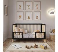 Love For Sleep Lit Bebe Evolutif 140x70cm Transformable avec Barrière de Sécurité Pin Anthracite Alex lit evolutif Bebe en Bois Lit évolutif Enfant - Baby Bed, lit Bebe Fille, garçon